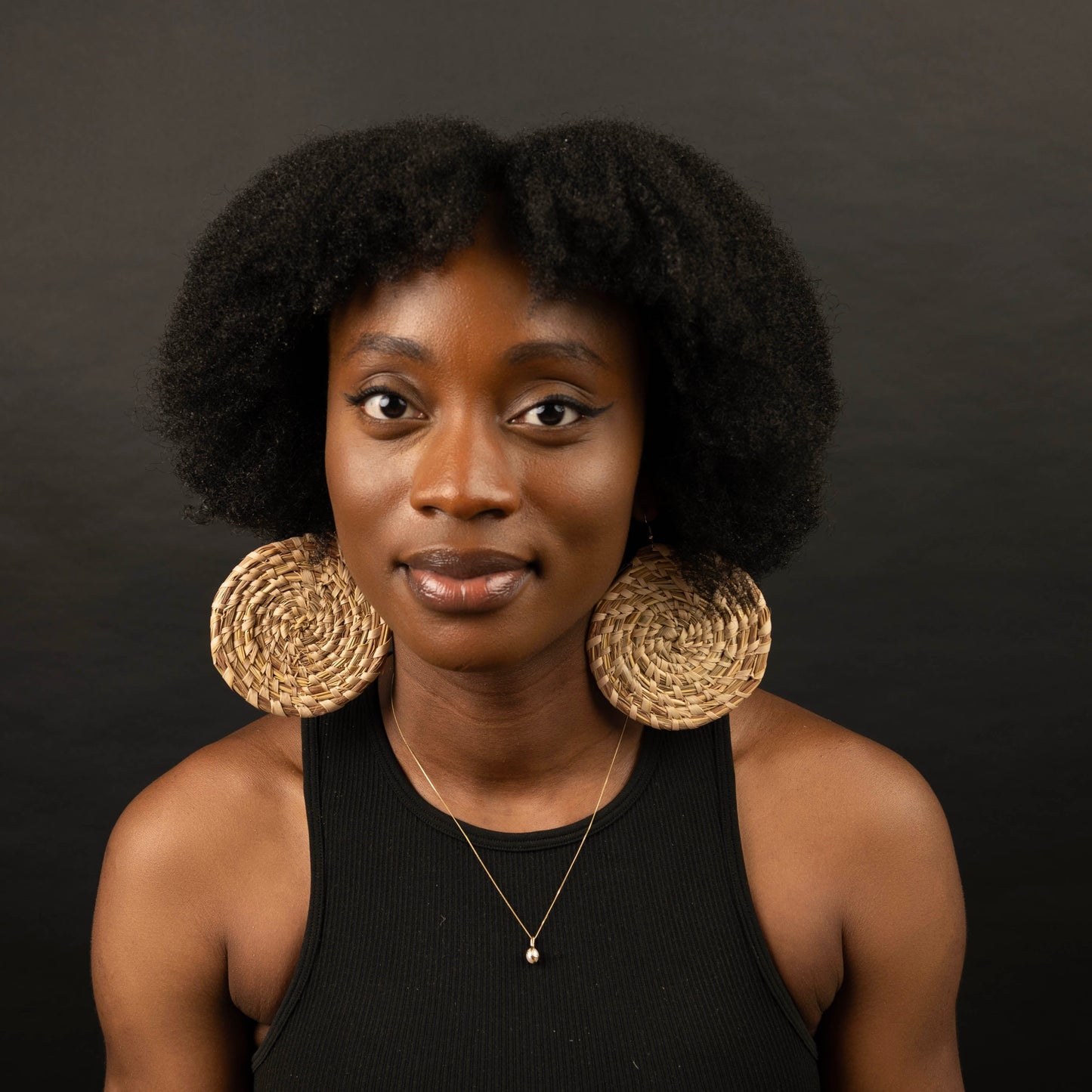 Cream Raffia Circle Earrings