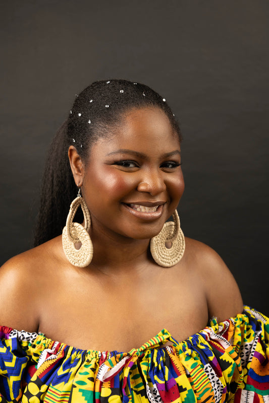 Cream Raffia Orbit Earrings