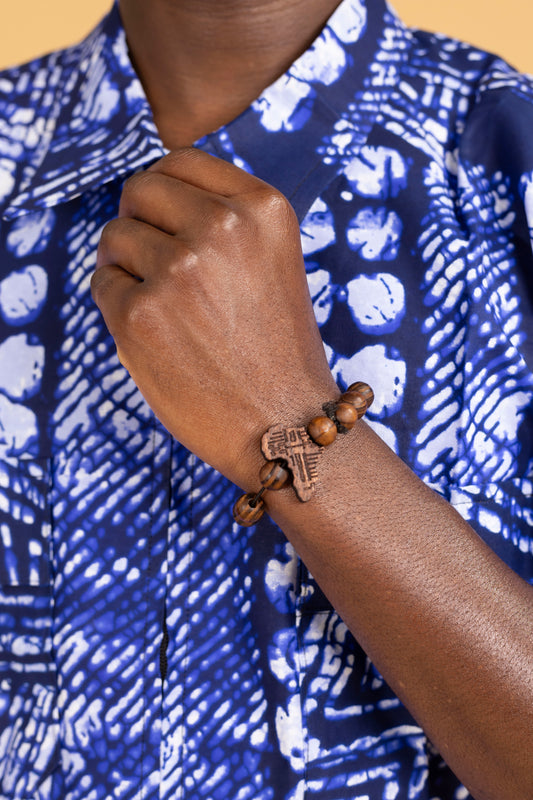 Earthy Africa Map Beaded Bracelet