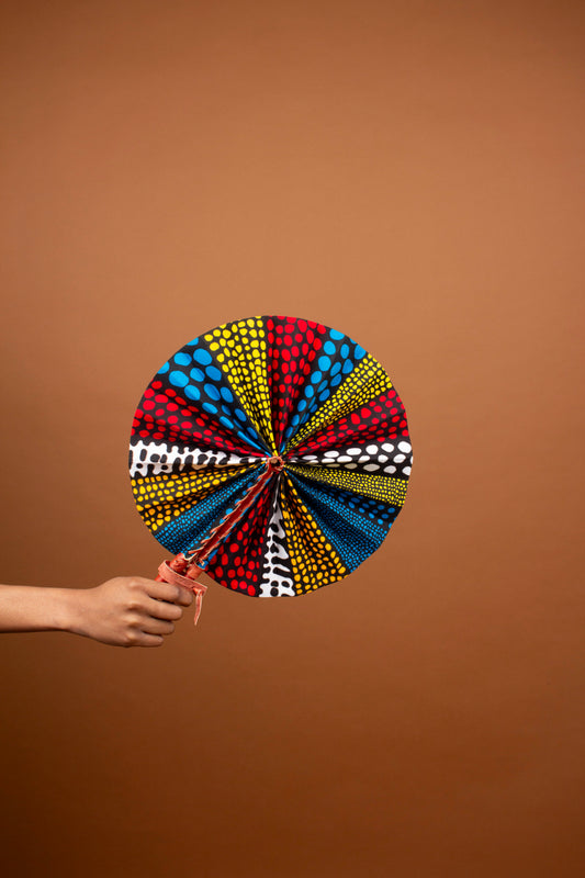Yaw African Print Leather Bound Fan