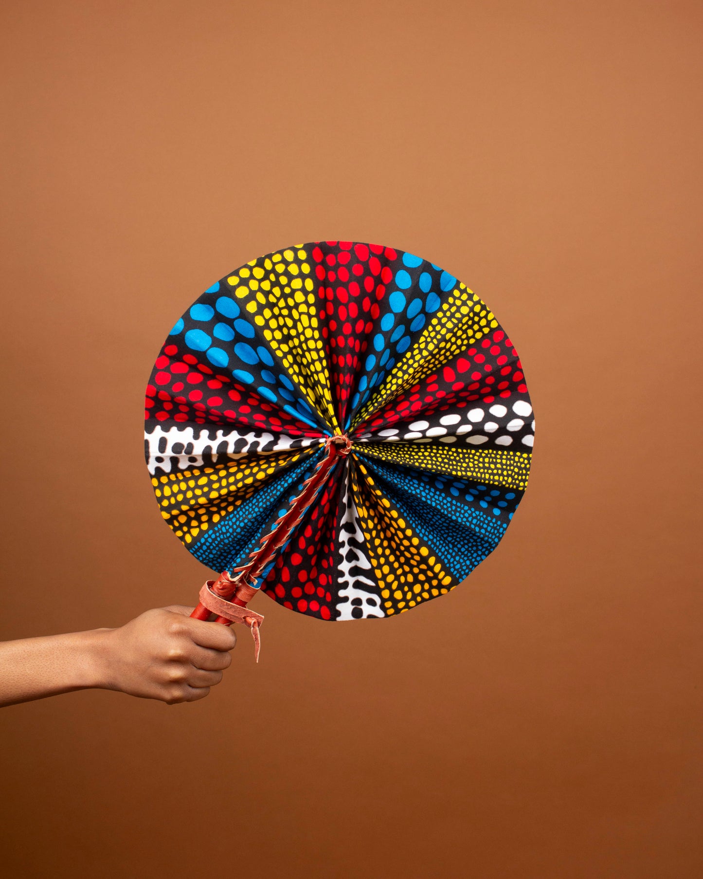 Yaw African Print Leather Bound Fan