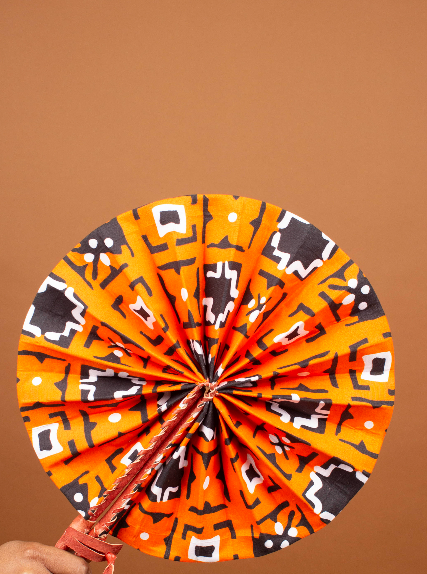 Kwesi African Print Leather Bound Fan