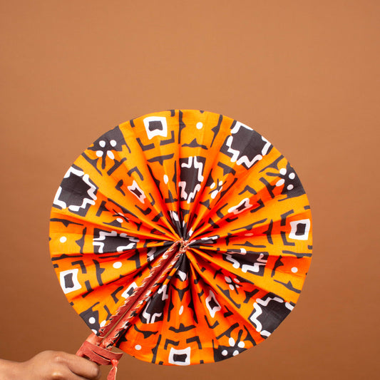 Kwesi African Print Leather Bound Fan