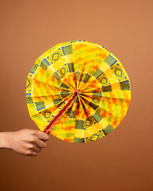 Adwoa African Print Leather Bound Fan
