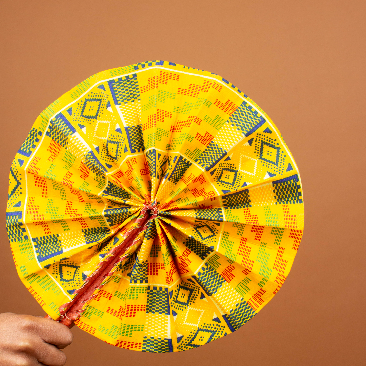 Adwoa African Print Leather Bound Fan
