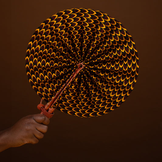 Vero African Print Leather Bound Fan