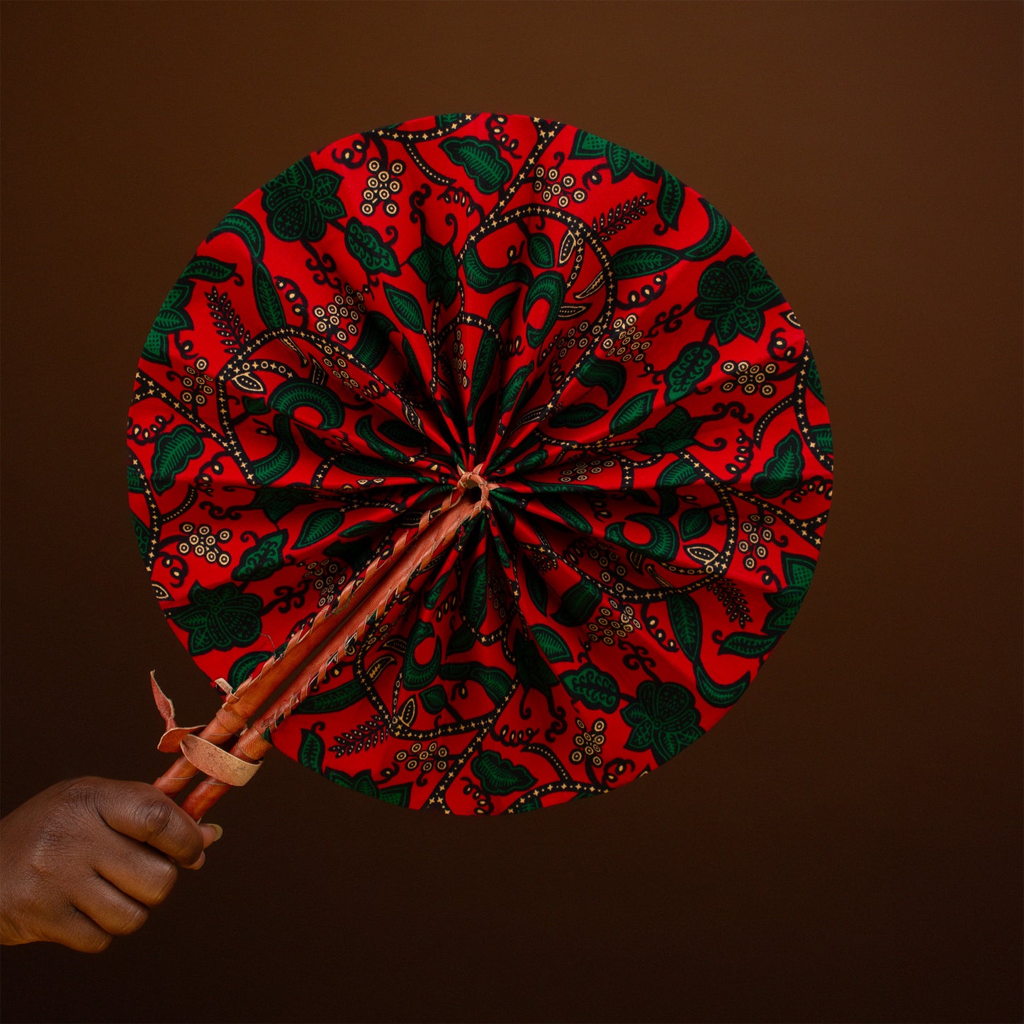 Ranti African Print Leather Bound Fan