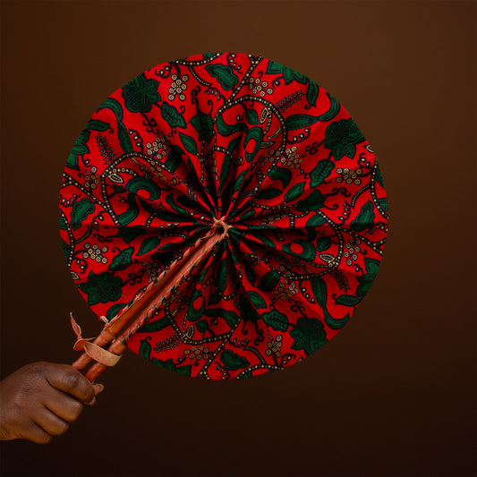 Ranti African Print Leather Bound Fan