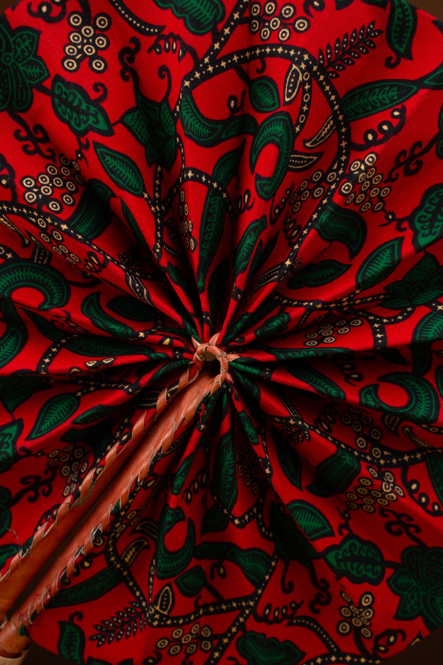 Ranti African Print Leather Bound Fan
