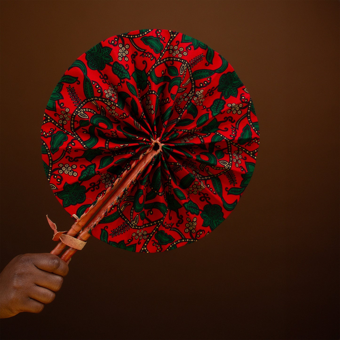 Ranti African Print Leather Bound Fan