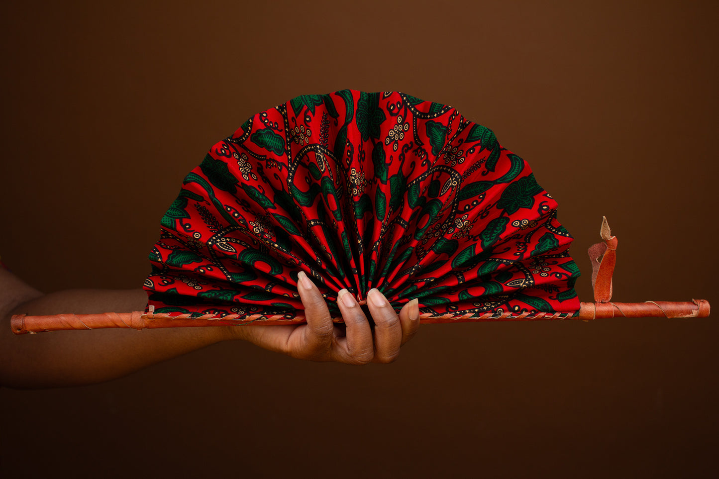 Ranti African Print Leather Bound Fan