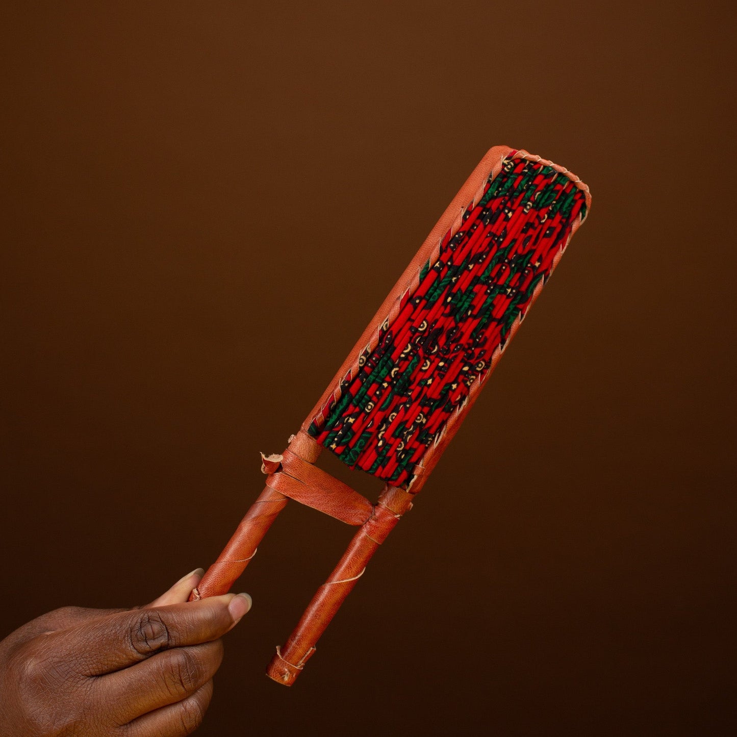 Ranti African Print Leather Bound Fan