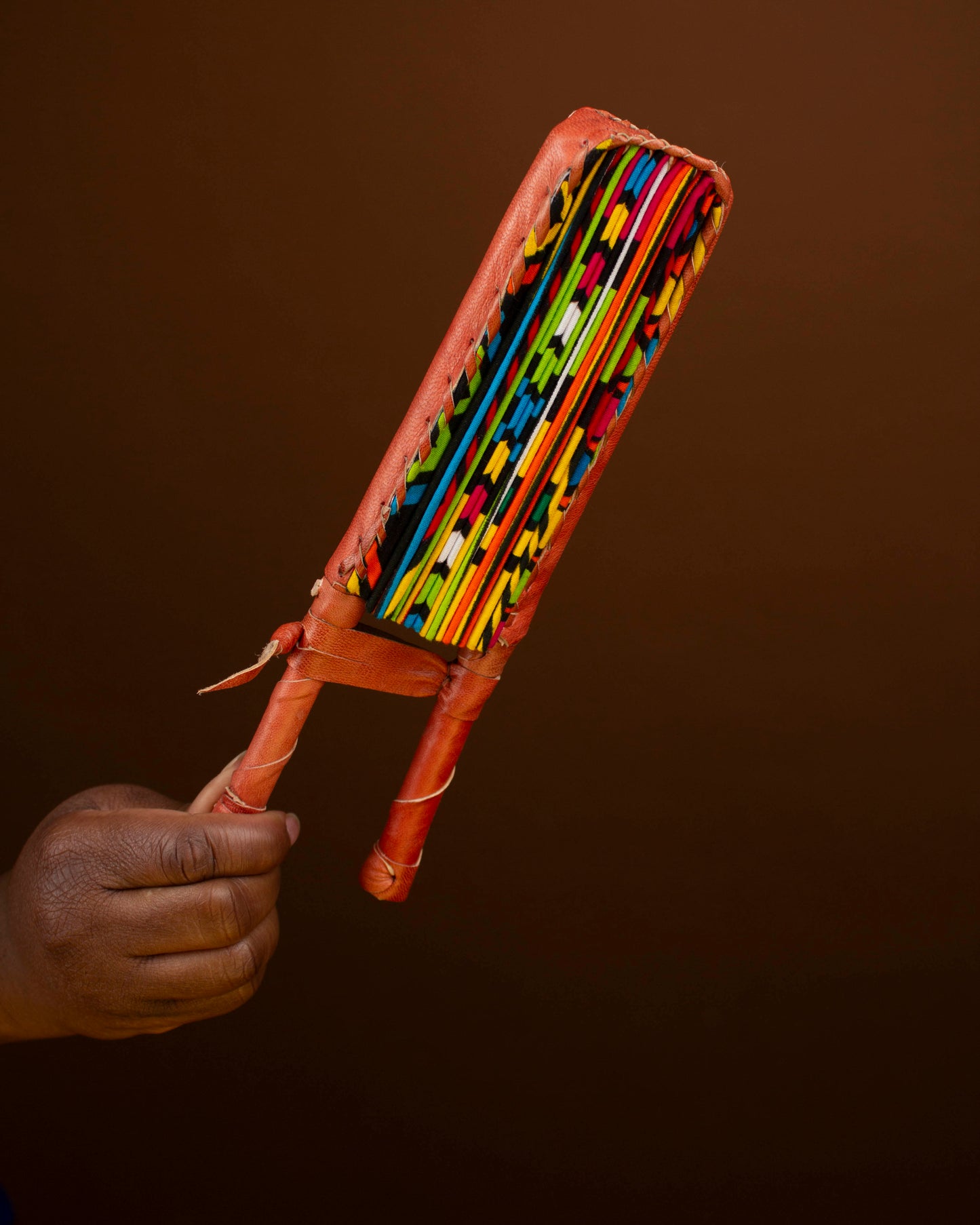 Sika African Print Leather Bound Fan