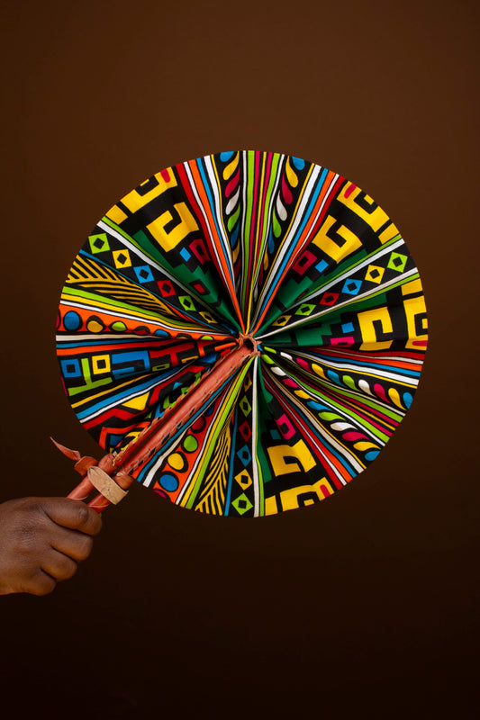 Sika African Print Leather Bound Fan