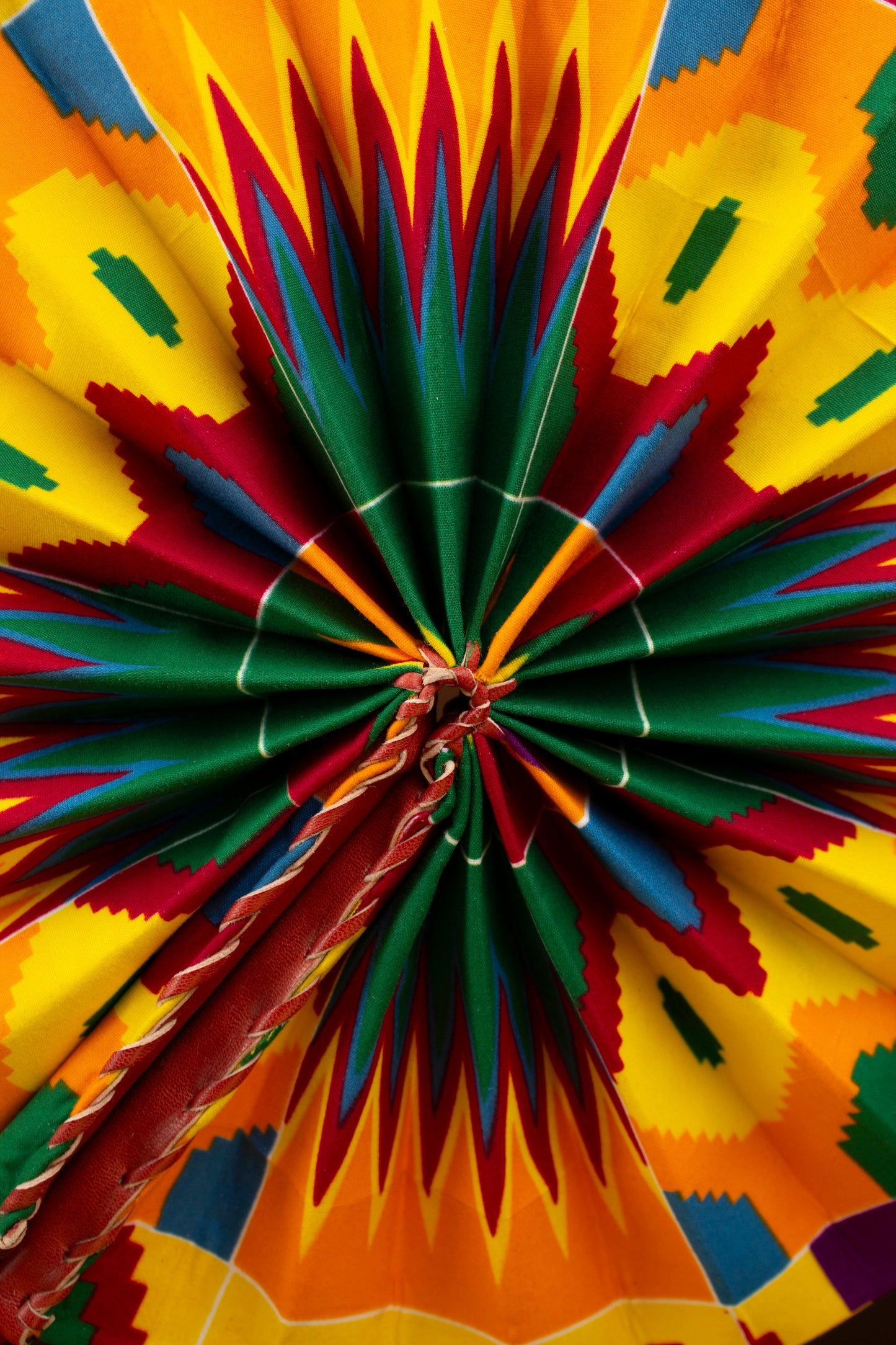 Dela African Print Reversible Leather Bound Fan