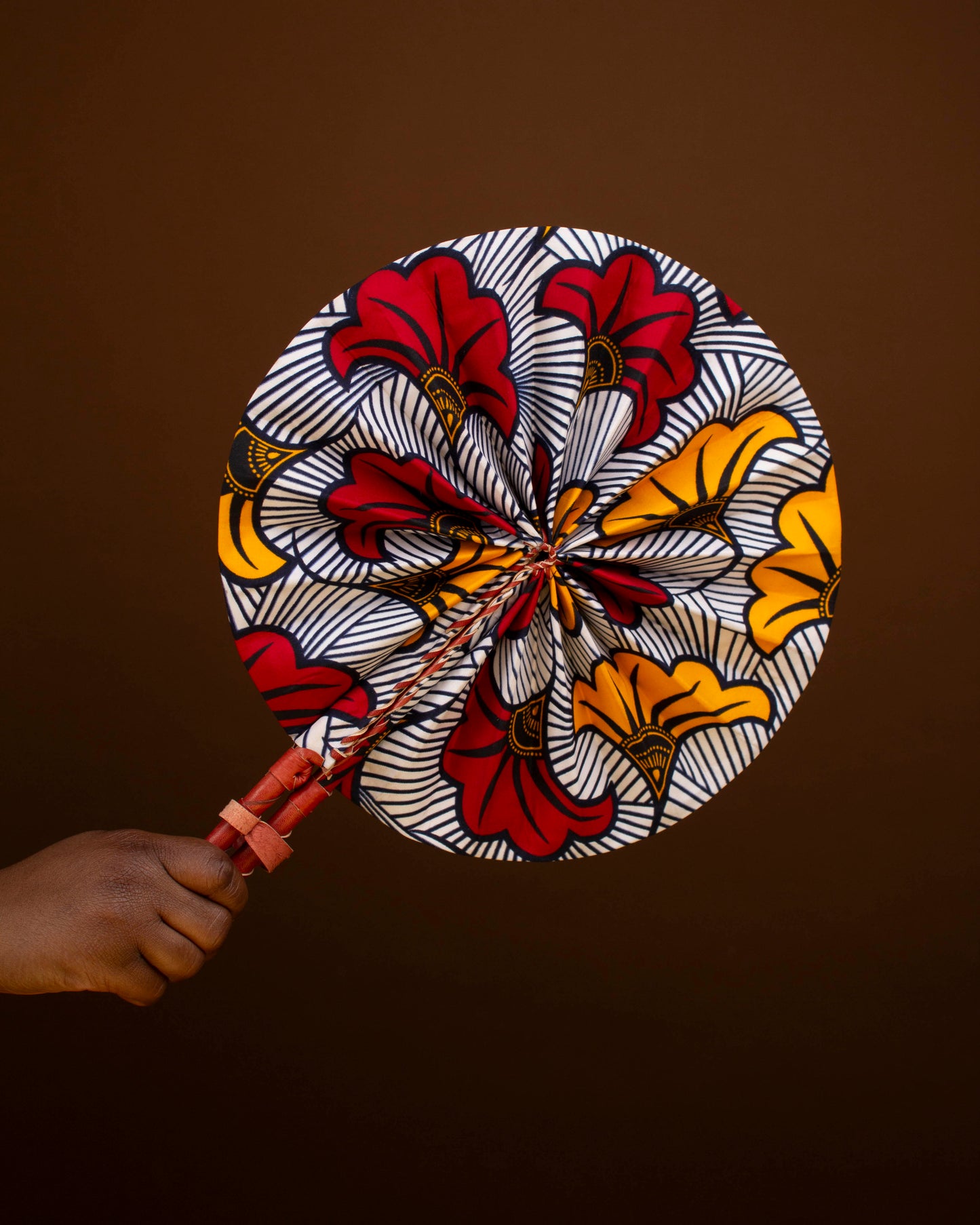 Tope African Print Leather Bound Fan