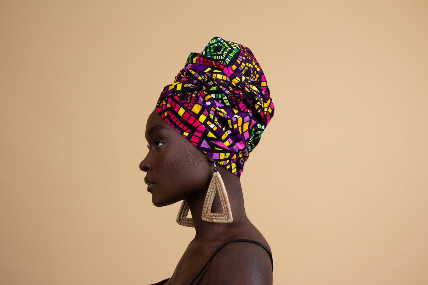 Cream Raffia Triangle Earrings