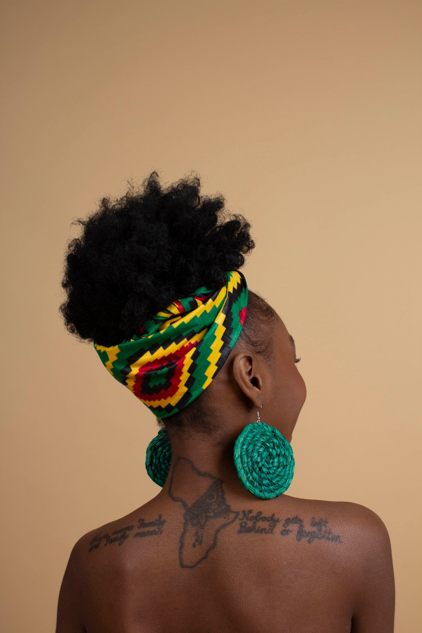 Green Raffia Circle Earrings