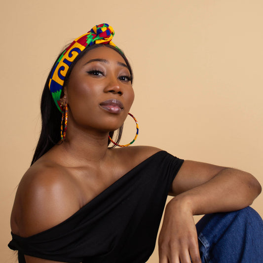 Adinkra Kente African Print Head Wrap