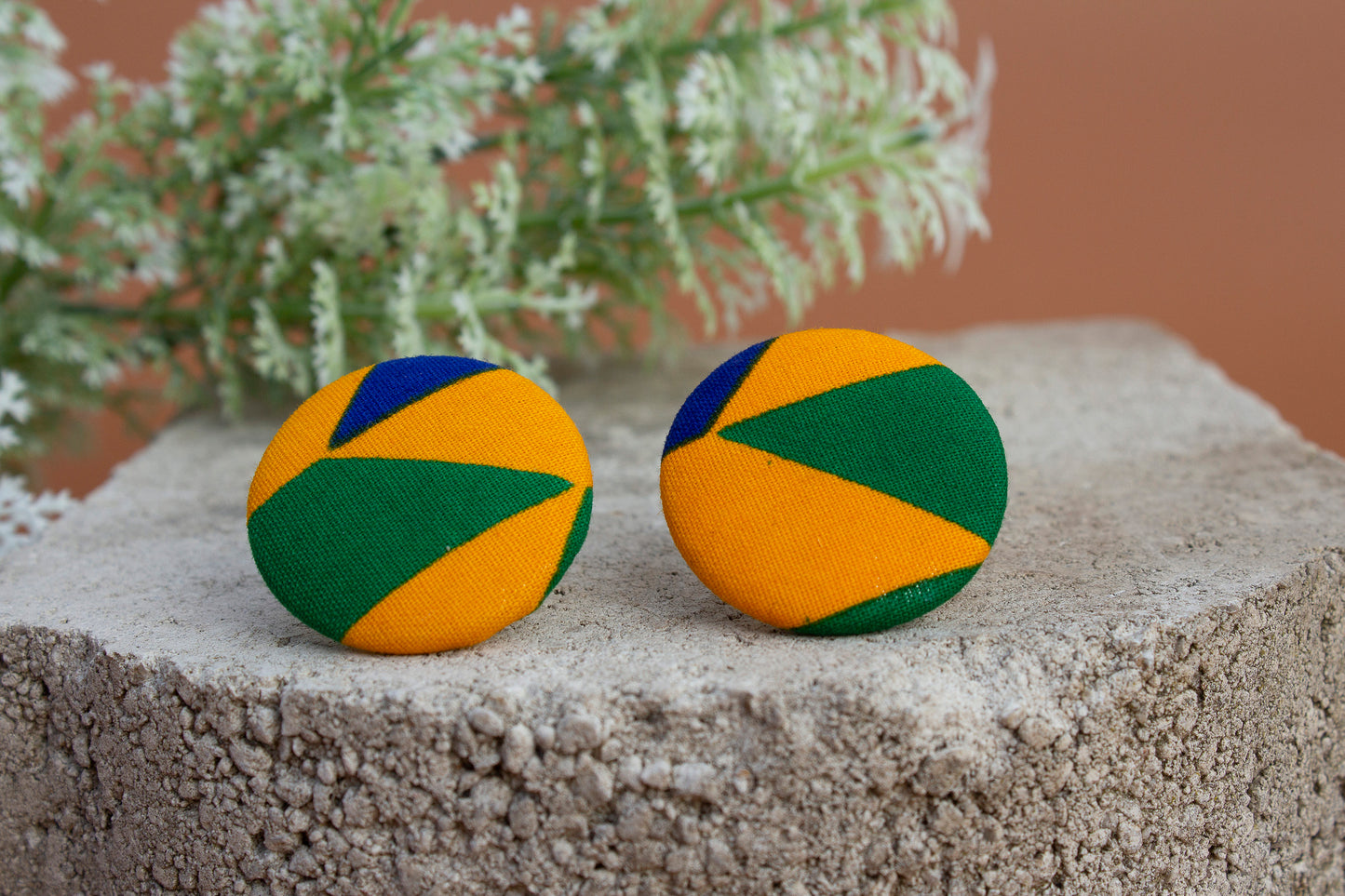 Kente Button Earrings