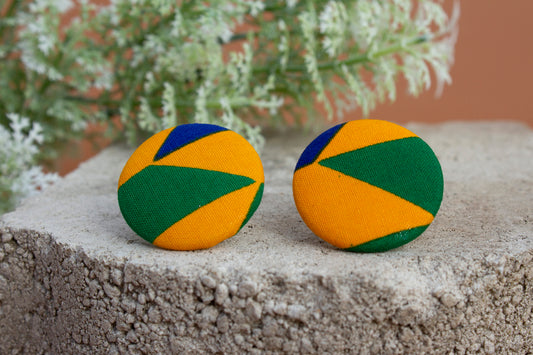 Kente Button Earrings