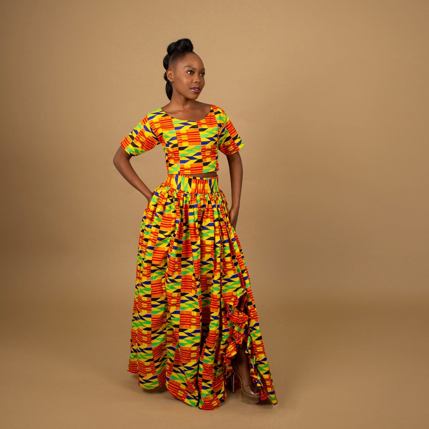 Efya Kente Top and Maxi Skirt Set