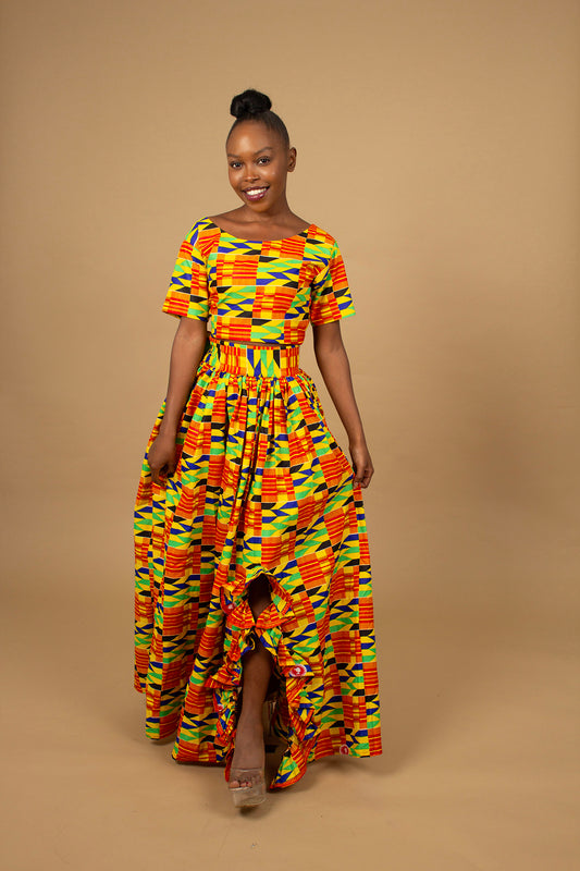 Efya Kente Top and Maxi Skirt Set