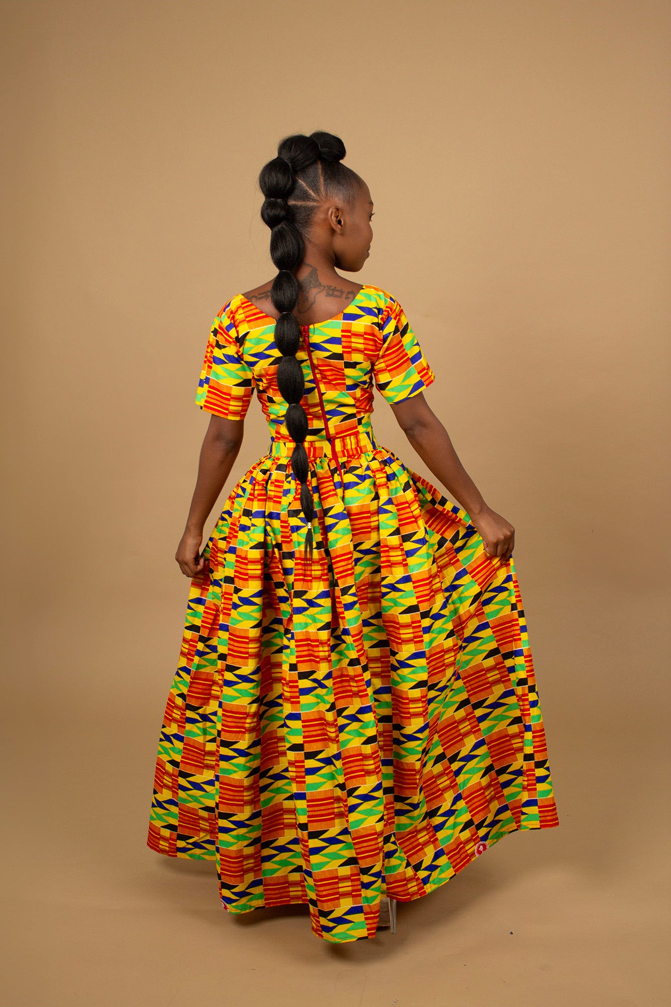 Efya Kente High Waisted African Print Maxi Skirt