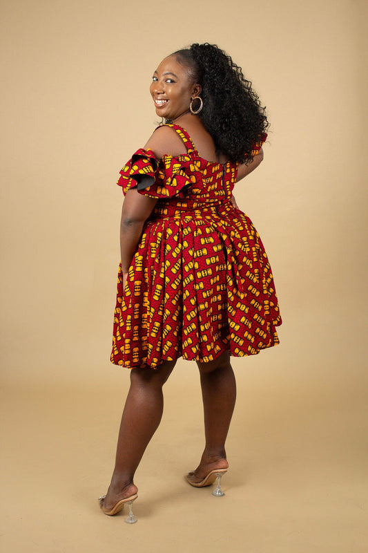 Bow African Print Skater Skirt