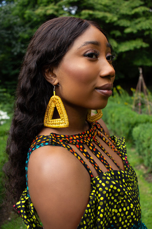 Mustard Raffia Earrings