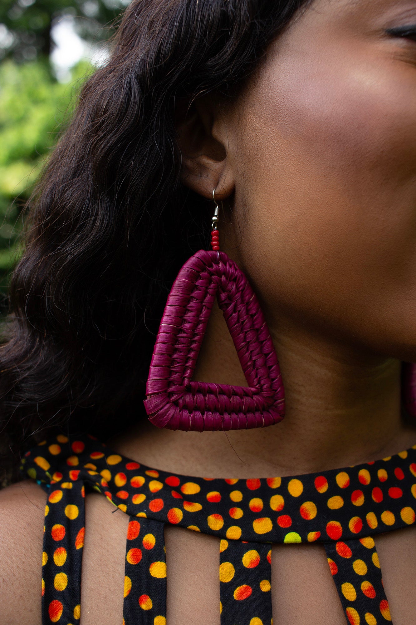 Purple Raffia Earrings