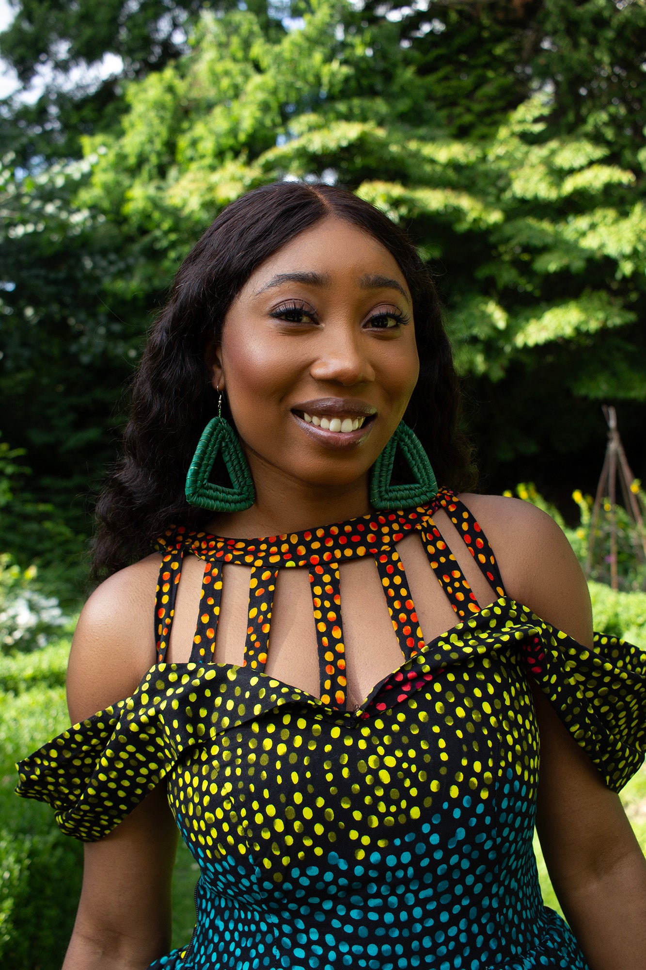 Green Raffia Earrings