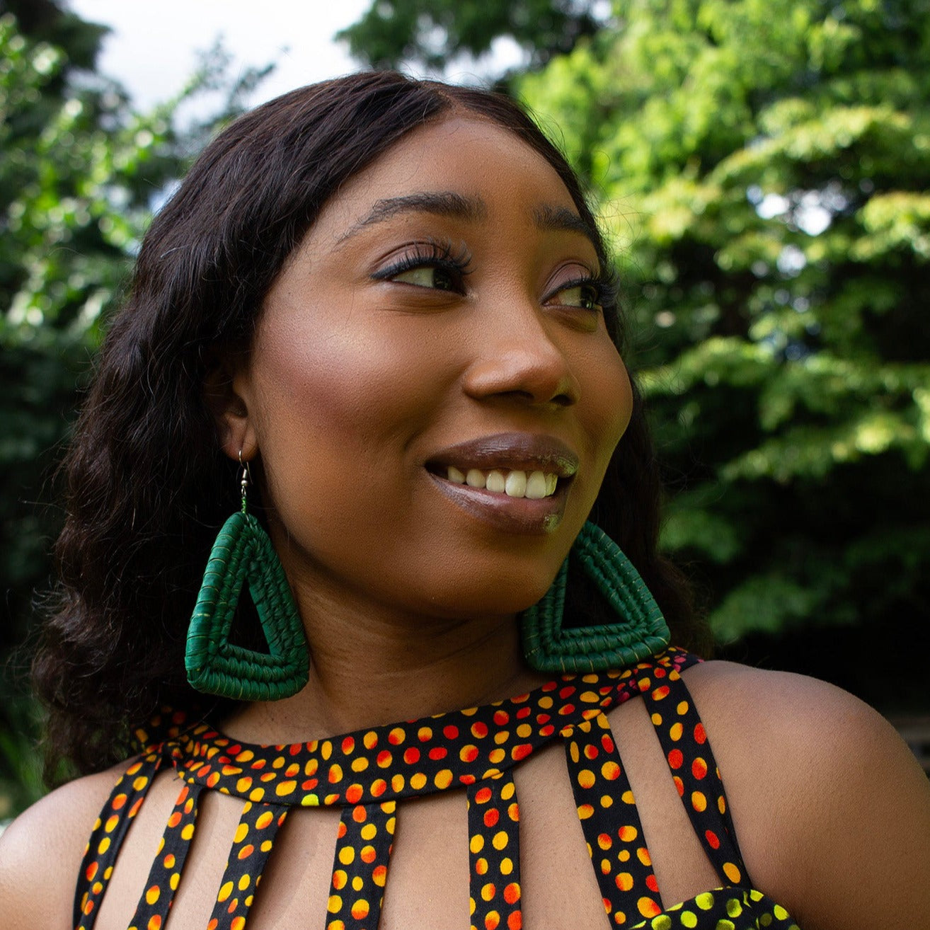Green Raffia Earrings