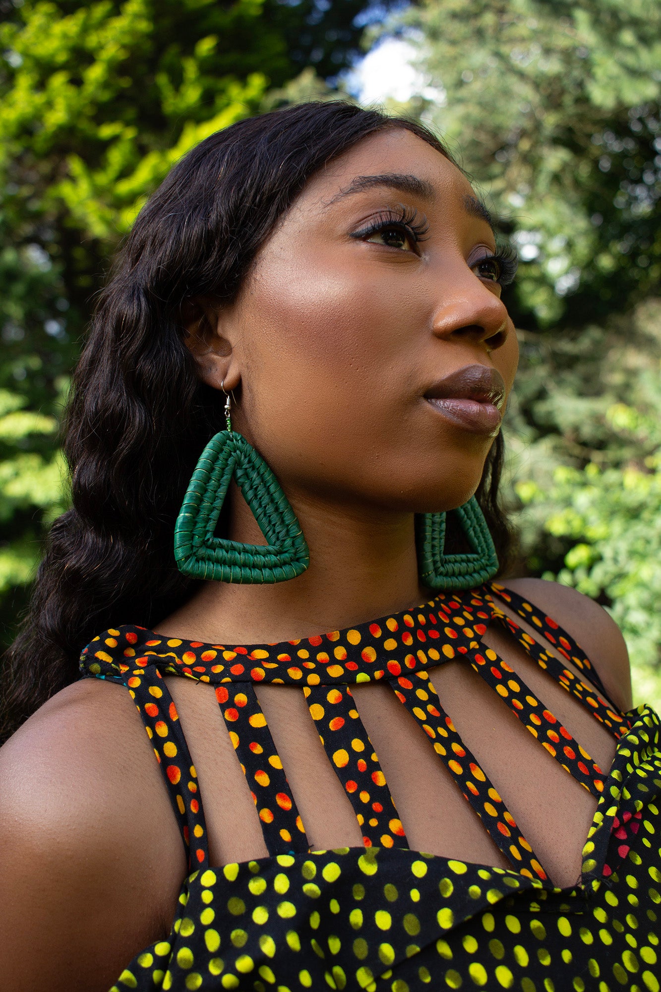 Green Raffia Earrings