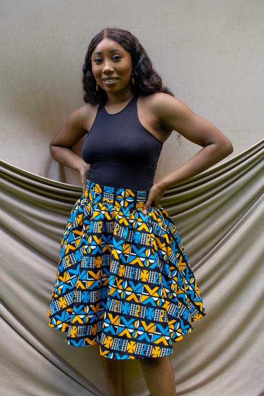Abiola African Print Skater Skirt