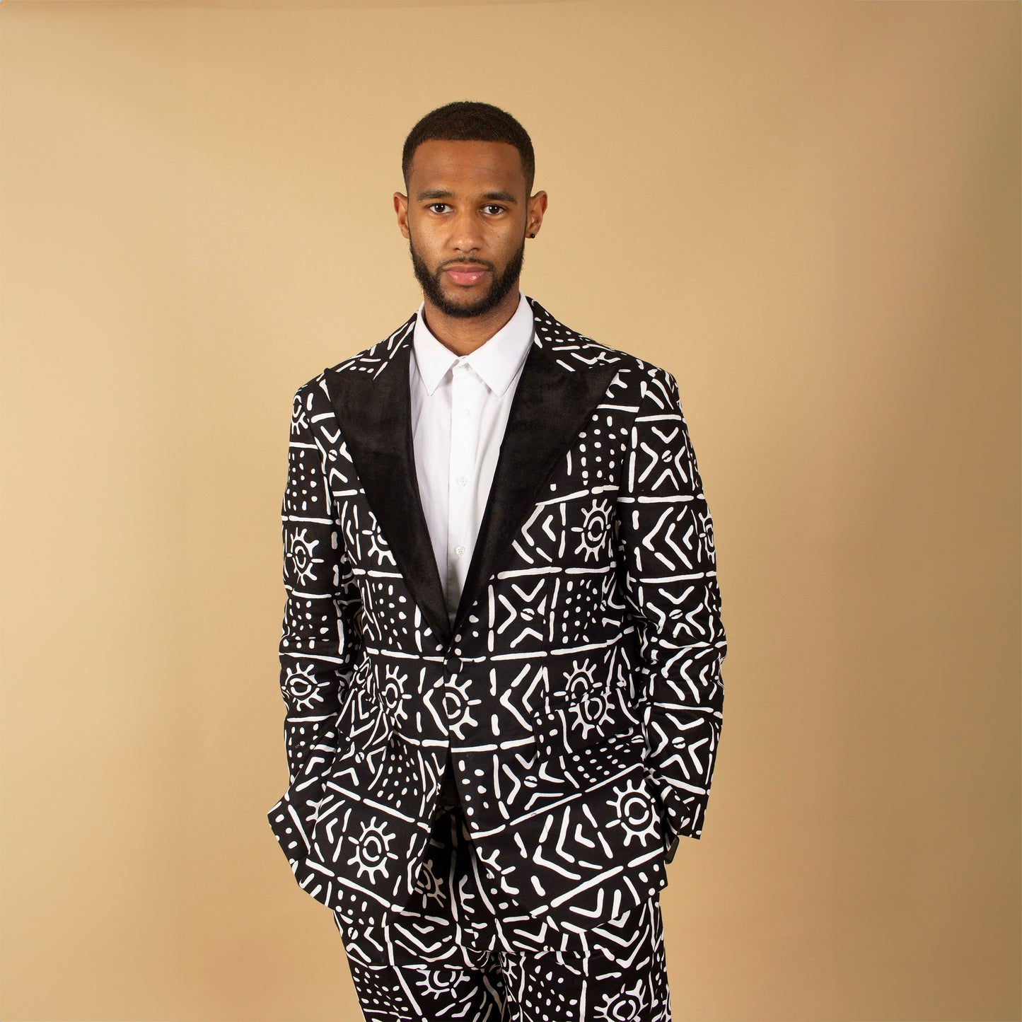 Monochrome African Print Blazer