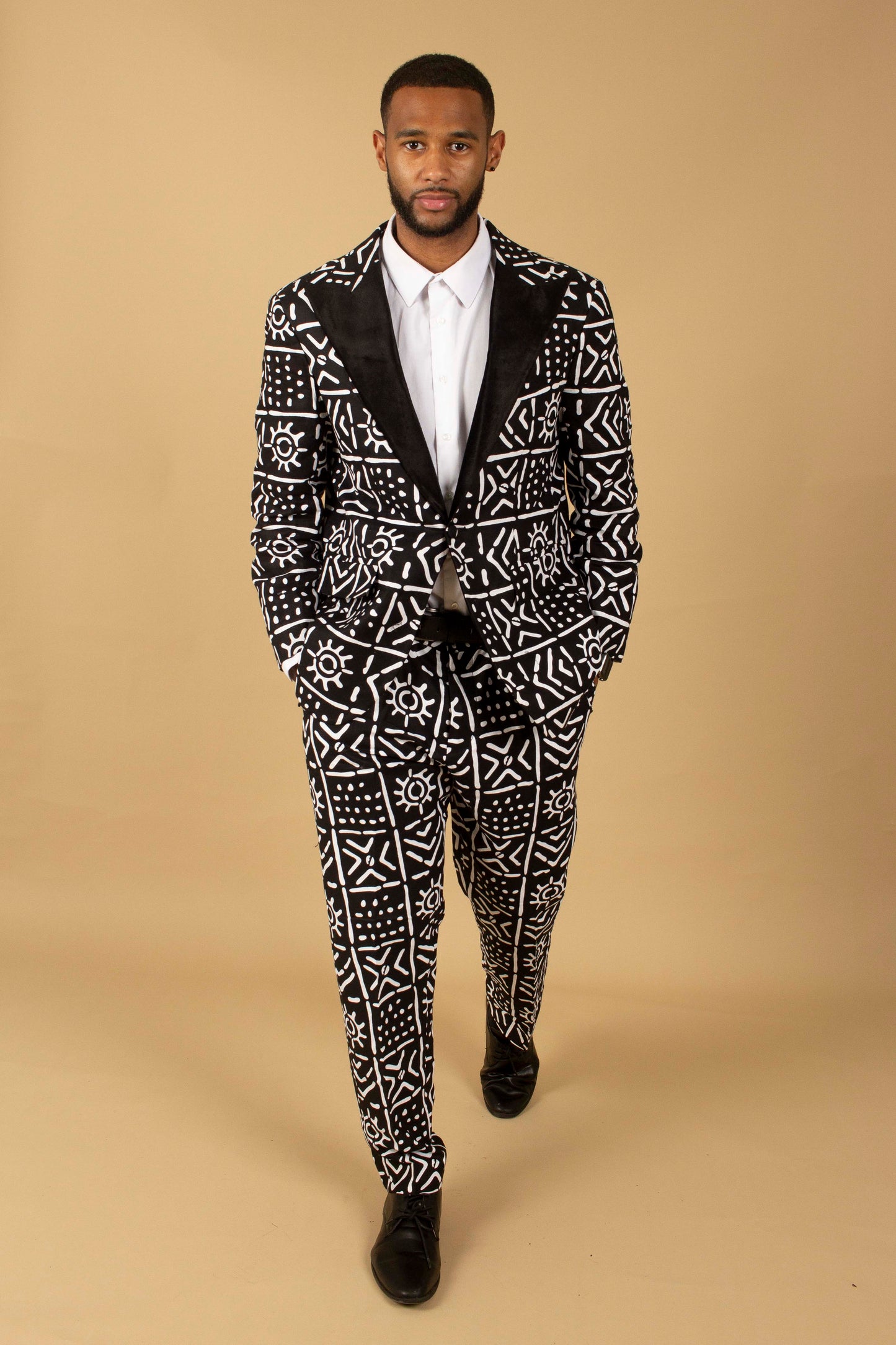 Monochrome African Print Blazer