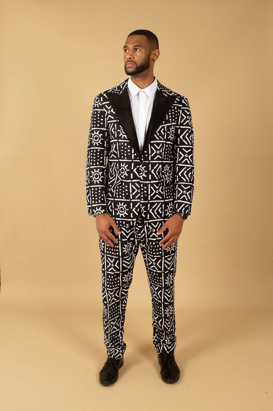 Monochrome African Print Blazer