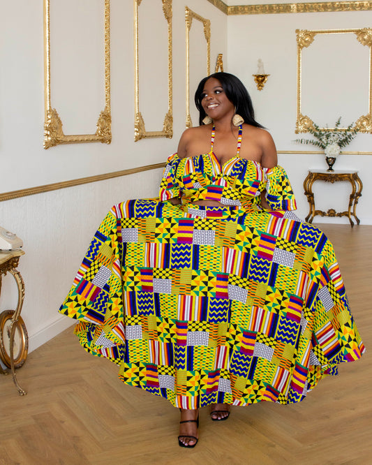 Rainbow Kente Maxi Skirt