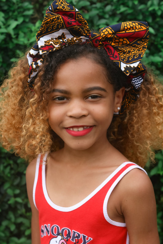Teju African Print Ankara Girls Bow Headband