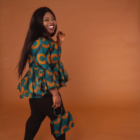 Adetayo Peplum Flared-Sleeve Top