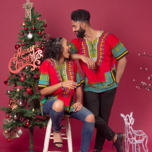 Red African Print Dashiki