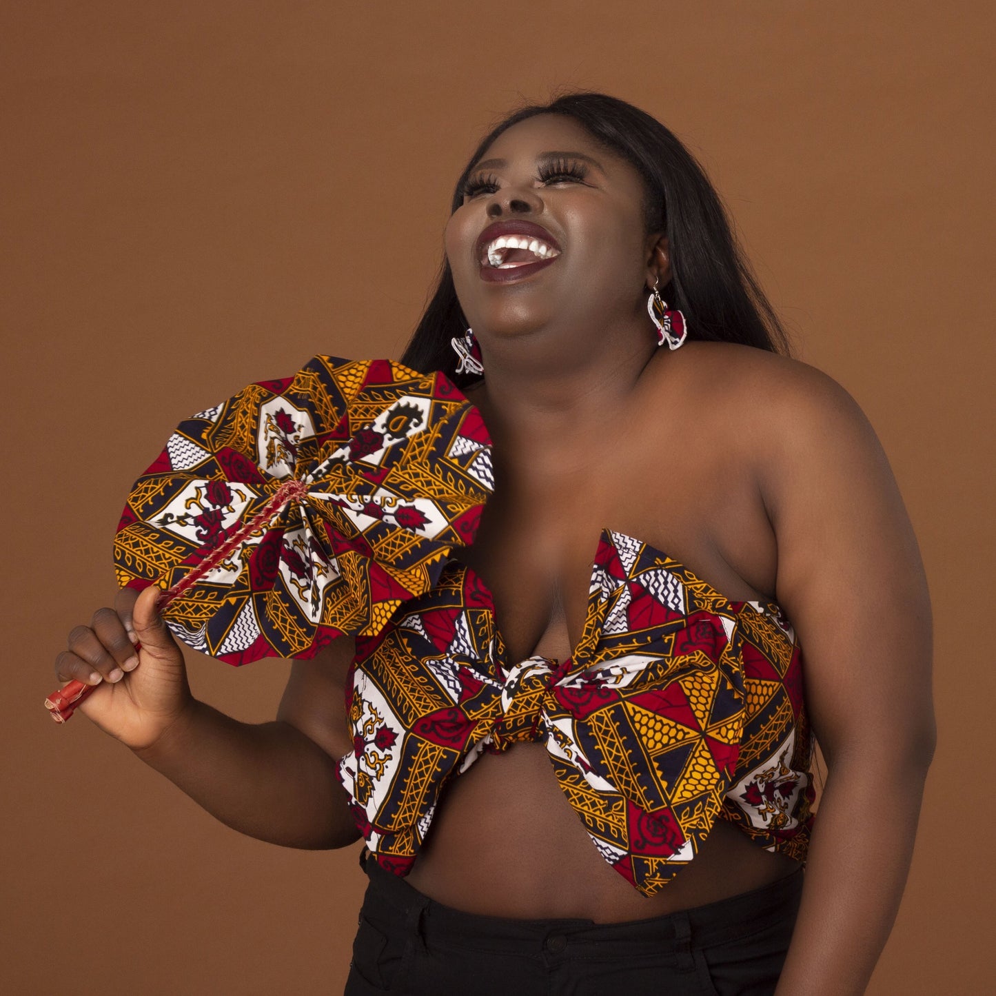 Teju African Print Leather Bound Fan