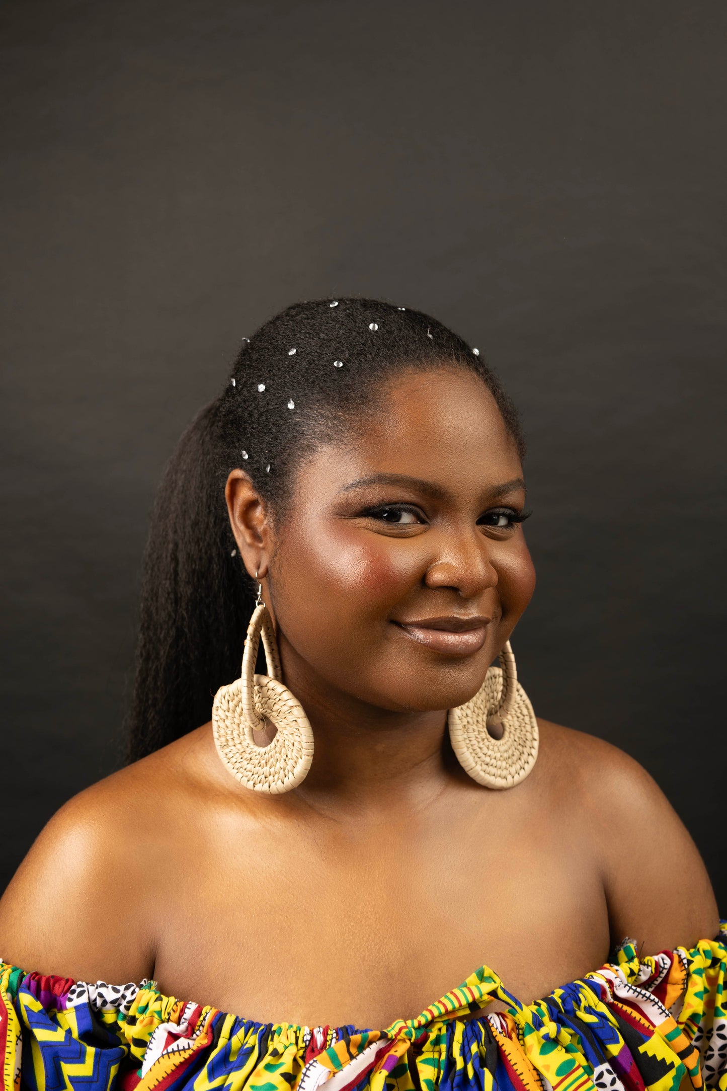 Cream Raffia Orbit Earrings