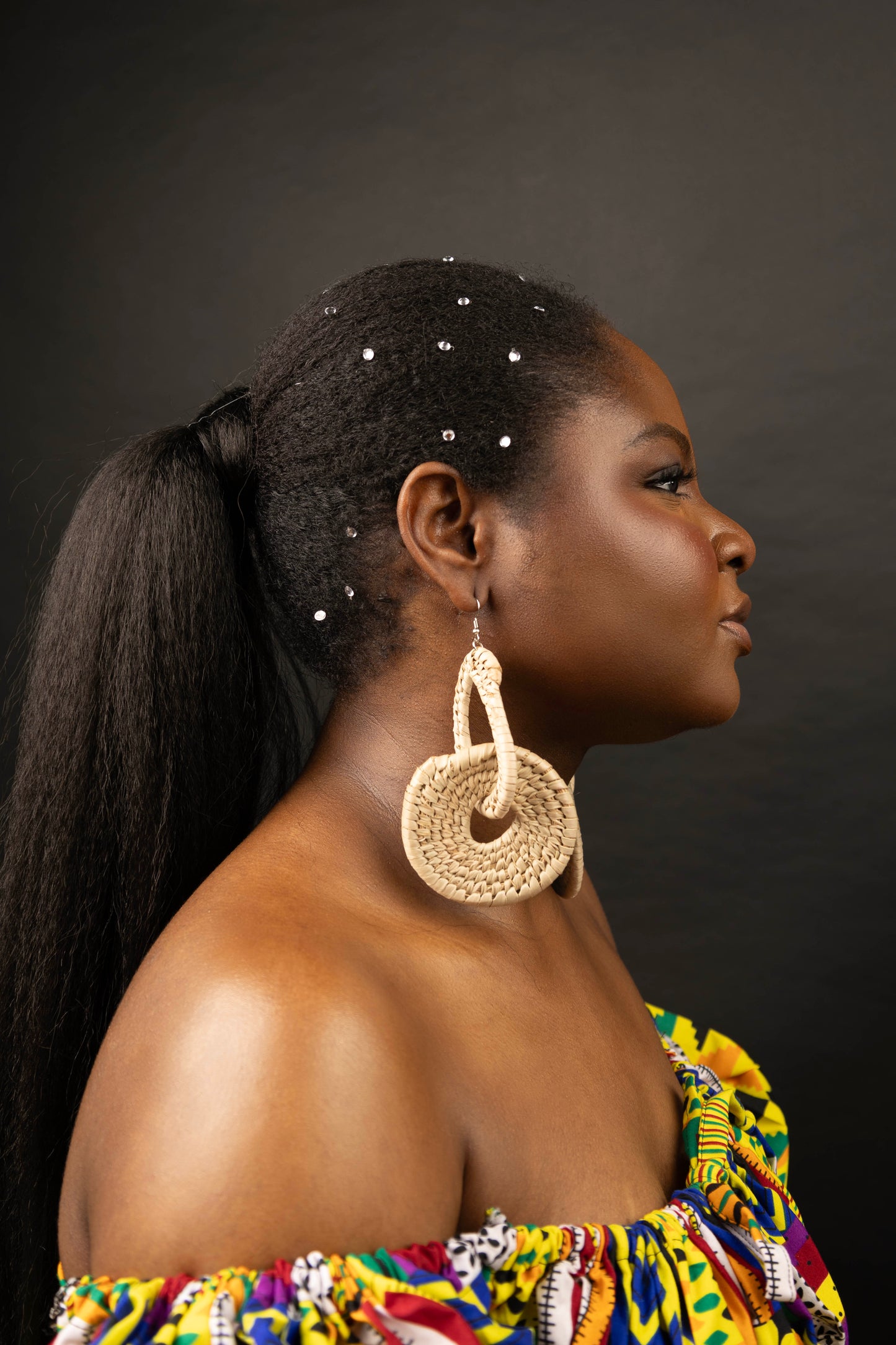 Cream Raffia Orbit Earrings