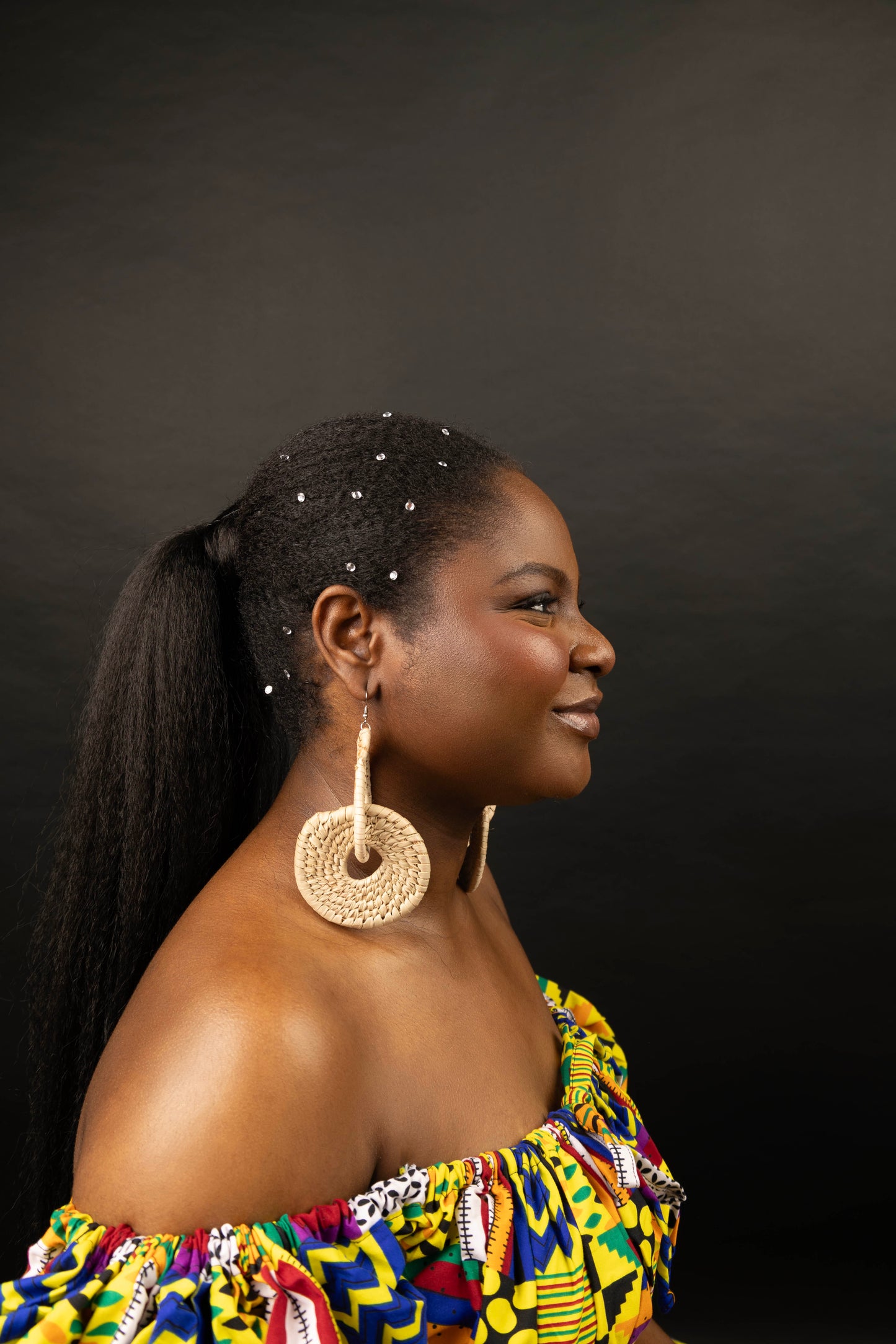 Cream Raffia Orbit Earrings