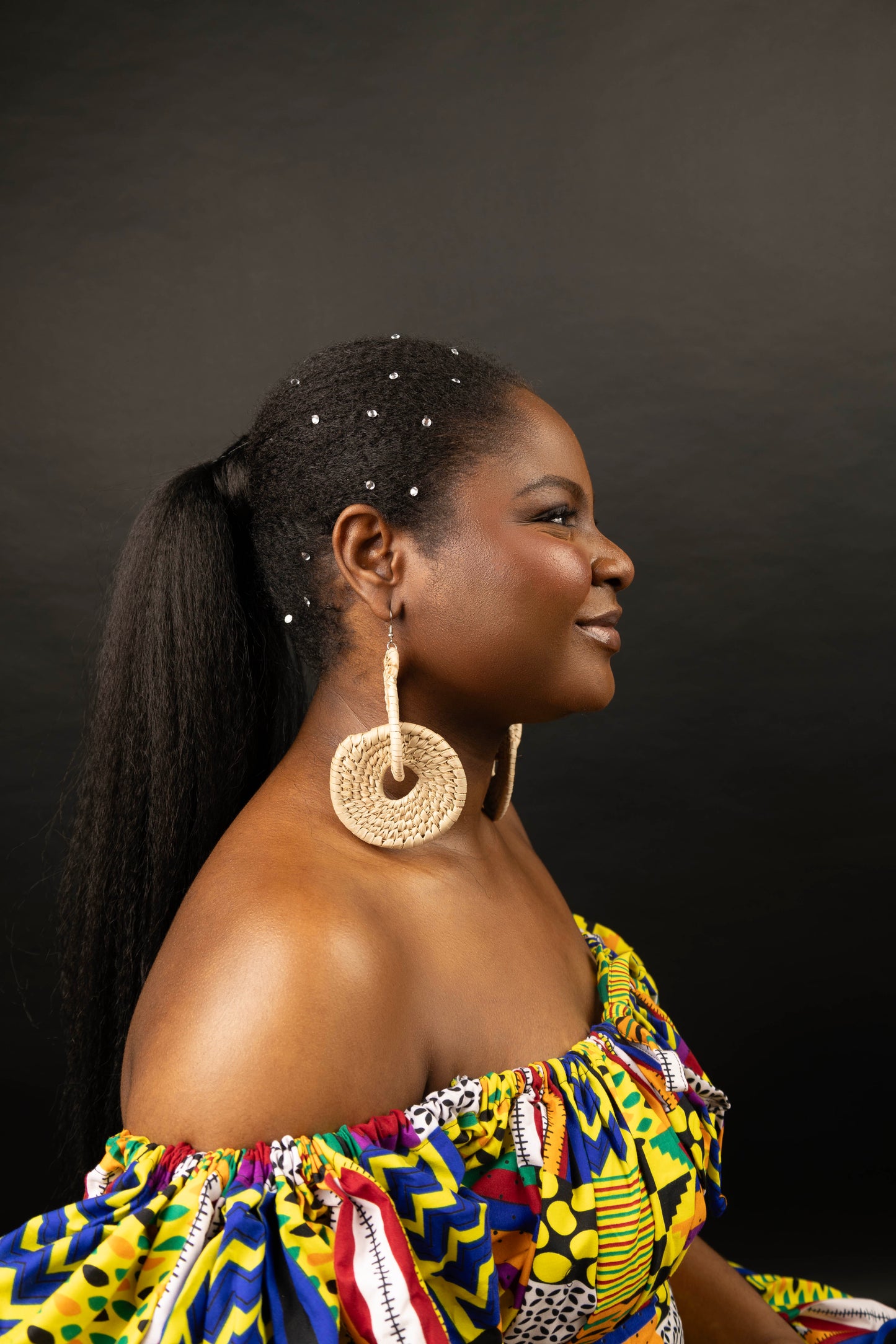 Cream Raffia Orbit Earrings