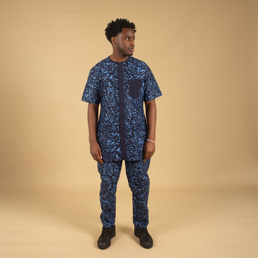 Ashe African Print Kaftan and Trouser Set