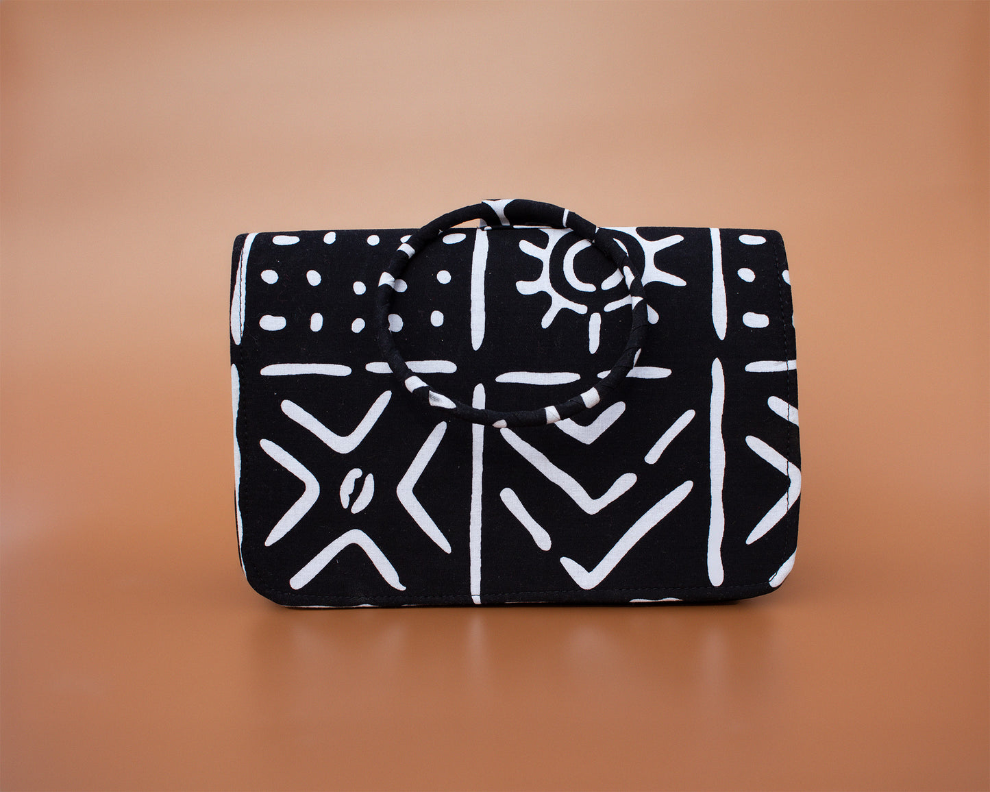 Monochrome African Print Ring Bag
