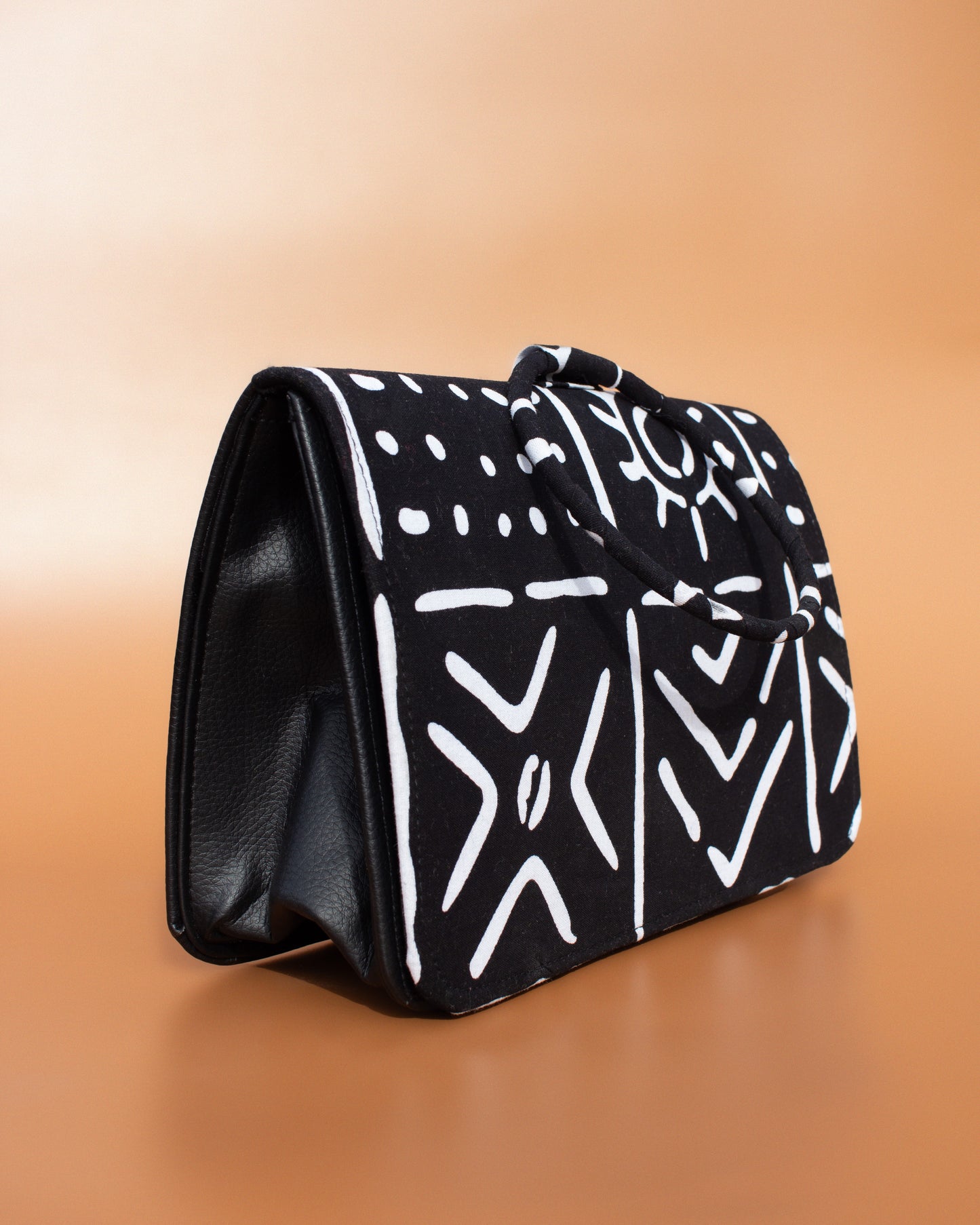Monochrome African Print Ring Bag